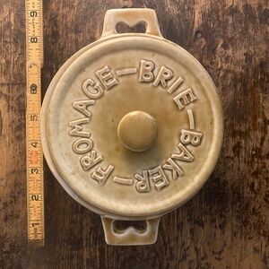 Stoneware Brie Baker with Wooden Spoon